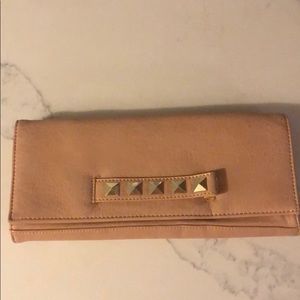 Nude/Beige Patebt Leather Clutch